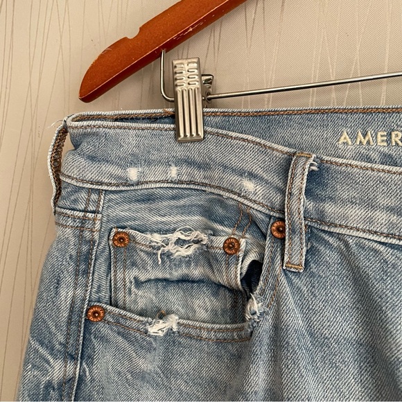 AMERICAN EAGLE Light Wash Highest Waist Baggy Jean Wide Leg Cotton Women's 12 - Picture 4 of 9